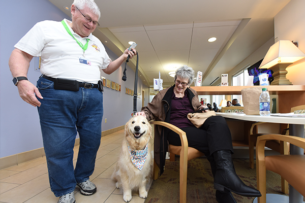 Therapy Dogs are important visitors at the Georgia Cancer Center.