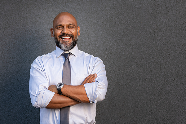 Black man smiling