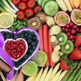 fruits with purple heart ribbon