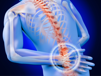 This photo is an illustration show a person holding their lower back due to pain.