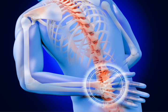 This photo is an illustration show a person holding their lower back due to pain.